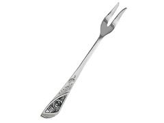 Серебряная вилка для лимона с цветочным узором и орнаментом на ручке Подснежник 40020133А05